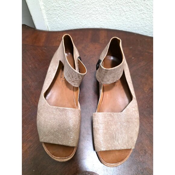 GYDWOQ Women's Tan Leather Ankle Strap Sandals Open Toe Size 37 - Picture 2 of 12